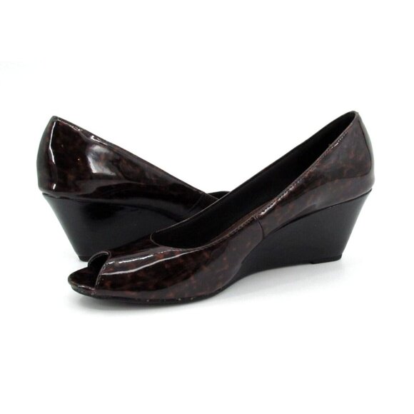 Comfort Plus by Predictions Wedge Heels Womens Sz 8 Animal Print Open Toe Pumps - Picture 2 of 15